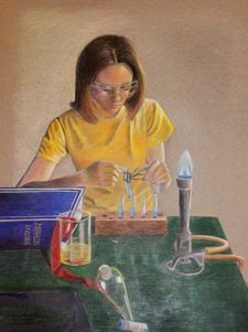 Drawing of scientist woman